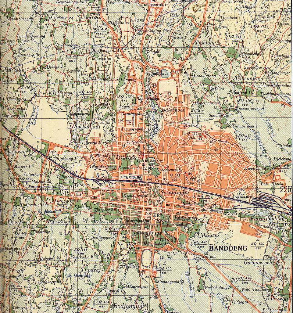 Pre-war Map of Bandoeng (1937)
