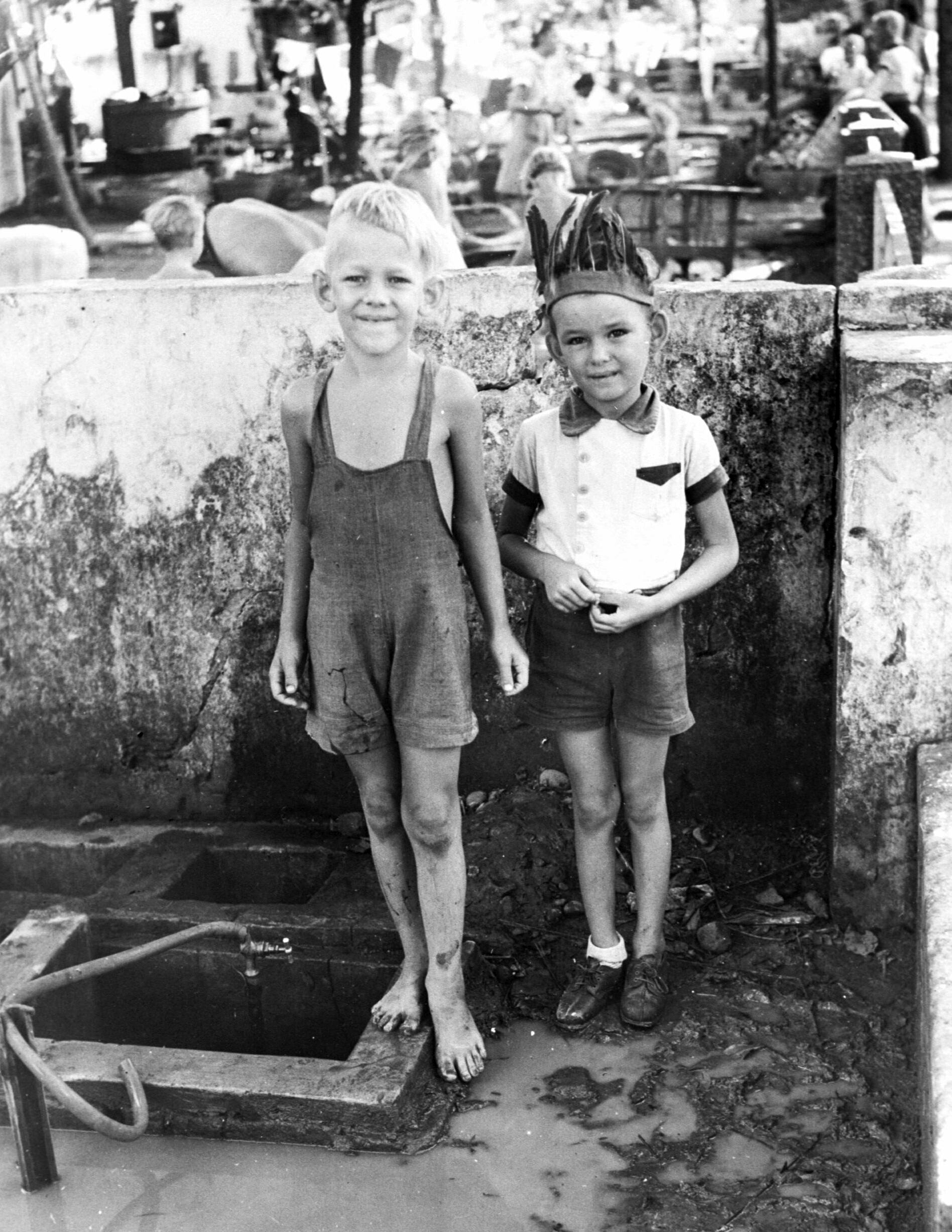 The Author, age 7 (barefoot) and friend